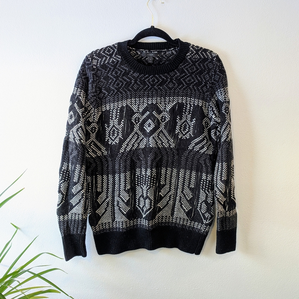 J Crew M black and white knit sweater